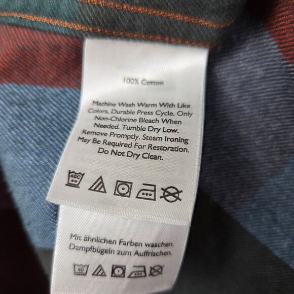 Eddie Bauer Mens Large Red Green Blue Slim Fit Plaid Flannel - Picture 7 of 10